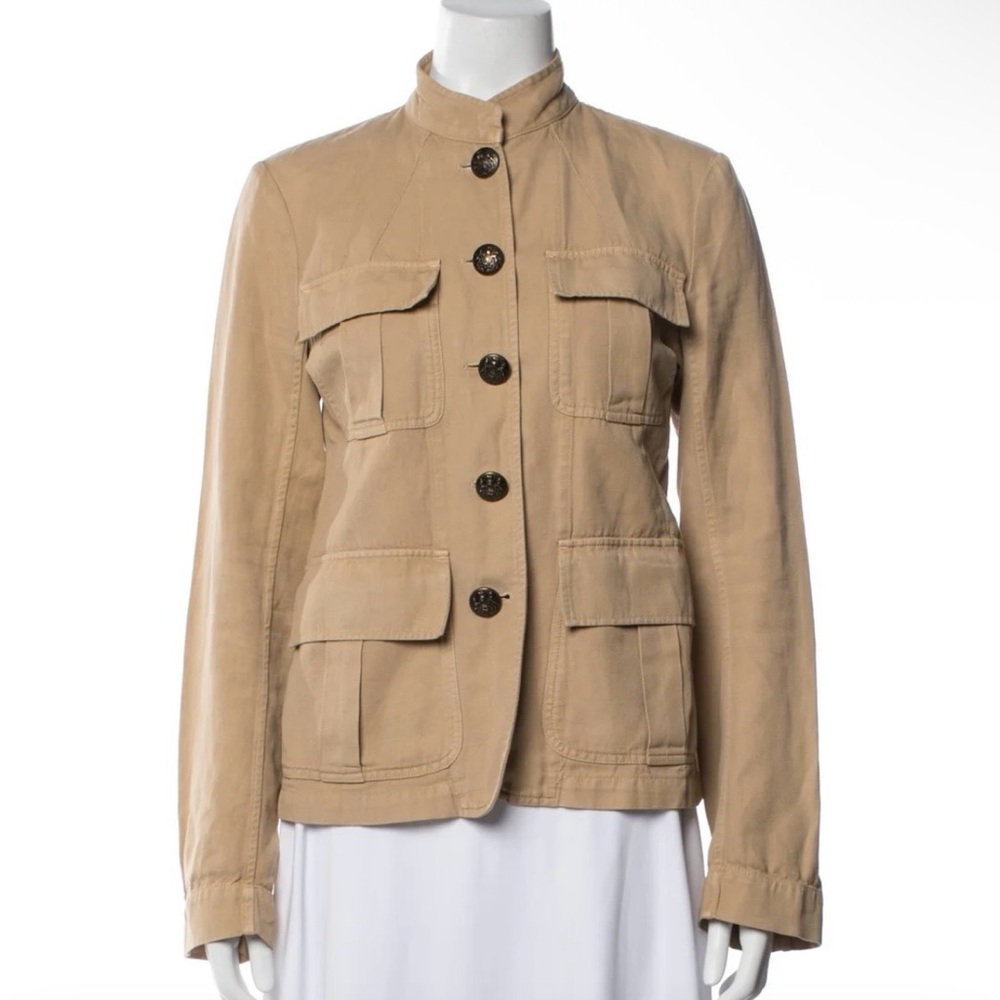 Nili Lotan Tan Button-Front Utility Jacket